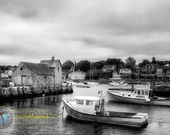 Rockport Massachusetts Harbor Fine Art Black and White Print