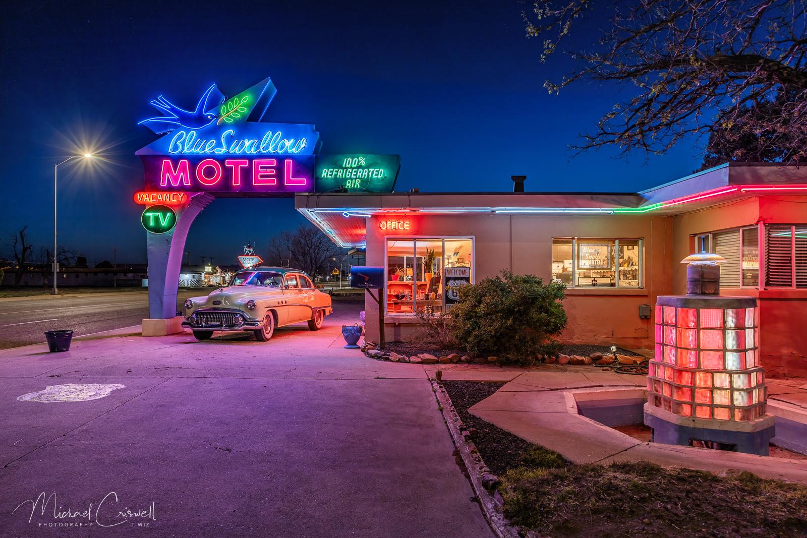 Route 66 Tucumcari New Mexico "The Blue Swallow Motel" Fine Art Print