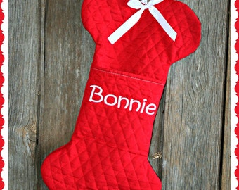 Custom Dog Bone Christmas Stocking with Pocket