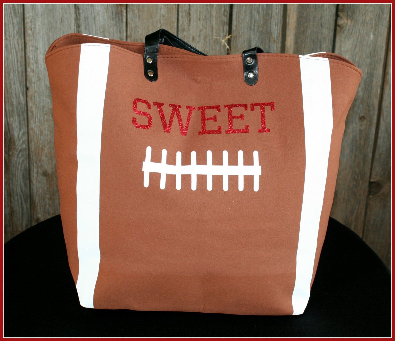 Football Tote Bag with closure, inside pocket