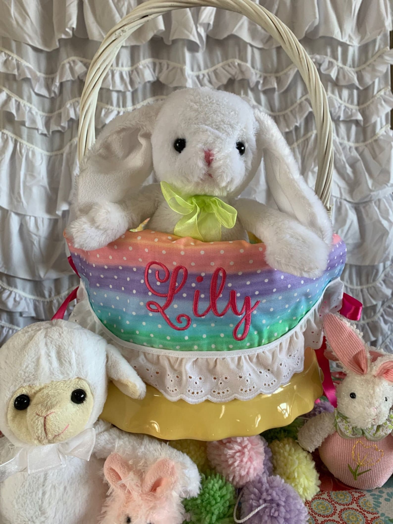 White Easter Basket Easter Basket Custom Easter Basket Etsy