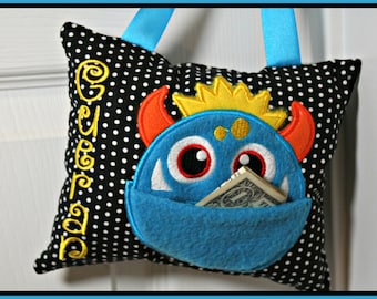 Personalized Tooth Fairy Monster Pillow - Boy Door Hanging Monster Pillow