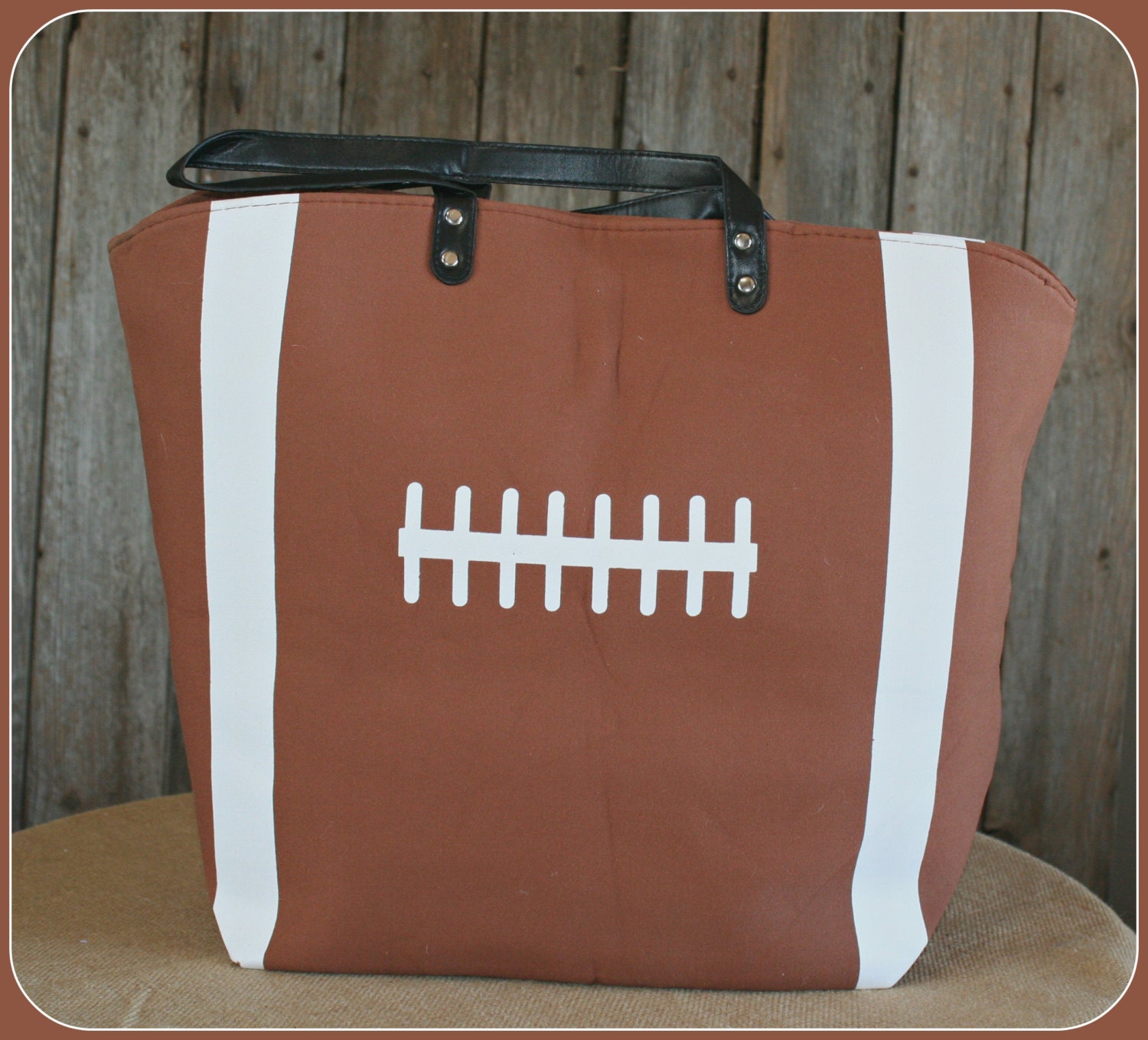 Football Tote Bag with closure, inside pocket