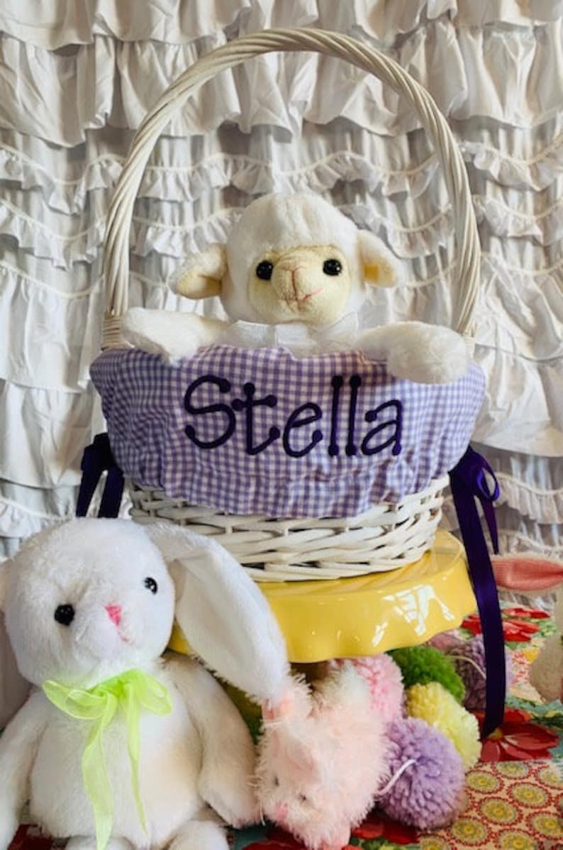White Easter Basket Easter Basket Custom Easter Basket Etsy