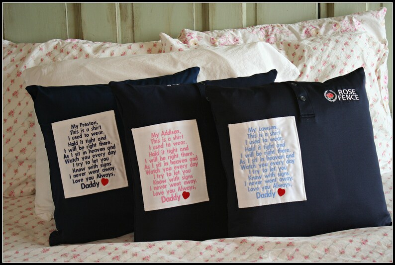 Memory Pillow/Keepsake Pillow made from your loved ones shirt Etsy