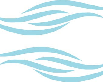 Vinyl Flames Waves Decals #7a Boat  RV Golf Cart Car Truck Graphics