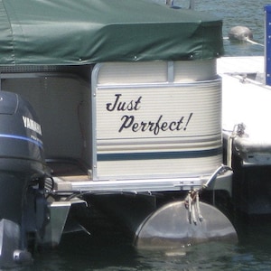 Boat Name Decal Custom Vinyl Speed Fishing Pontoon PWC RV Golf Cart  4" x 24" Sticker USA Made