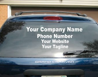 Truck Lettering Decal, Custom Vinyl Car \Graphics,  12" x 32" Back Window USA Made
