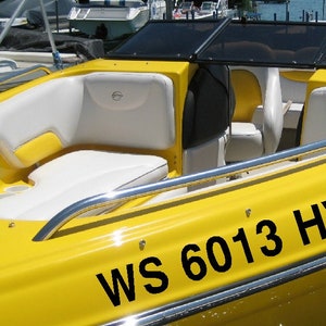 Boat Registration Numbers Decals 3&quot; Cutom Jet Ski Sea Doo PWC Vinyl Stickers Pair USA Made