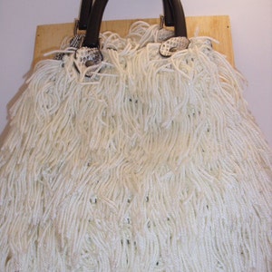 Tote Bag - Large White Crochet Tote with Python Snakeskin Trim