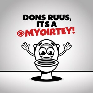 陽気な漫画トイレデジタルダウンロード - 大胆なMYIOIRTEY!テキストを使用した遊び心のあるバスルームアート