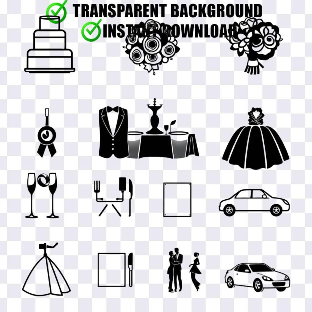 Wedding Celebration Icon Set PNG – 13 Icons, Digital Download, 1 File ...