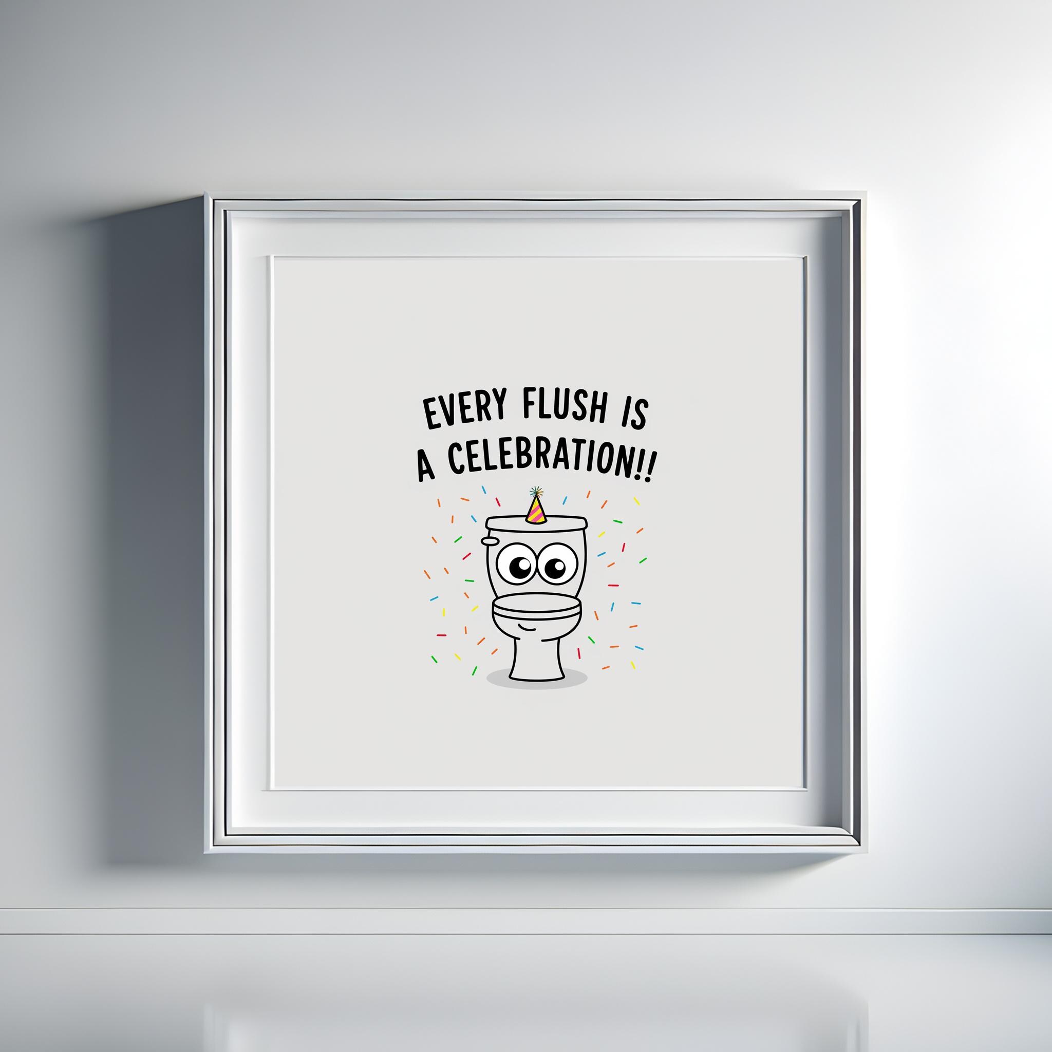 Bathroom Art Printable: Playful Party Toilet Digital Download, Celebration Humor Toilet Illustration for Home Decor