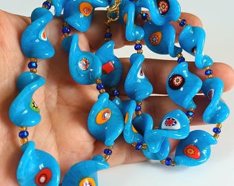 Vintage Glas Kette's Millefiori Glasperlen-Millefiori Perlen- Vintage Millefiori Perlen-Millefiori-Perlen