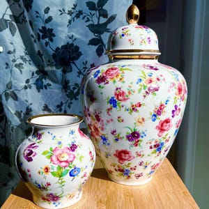Vintage Porcelain vase/Porcelain vases set antique vintage/vintage porcelain vase with lid/Germany Porcelain lided vase/deco porcelain vase