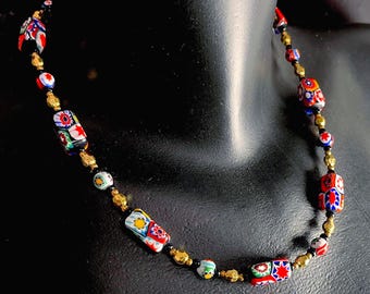 Vintage Millefiori Kette=Murano Glasperlen/Murano Glasperlen/Fiorato vintage Millefiori Kette/Murano Glasperlen/Murano Glasperlen/Murano Glasperlen