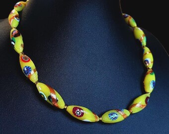Murano Vintage Kette, Murano Glasperlen, Aventurin Glas, Vintage Murano Kette, Millefiori Glasperlen, venezianische Glasperlen