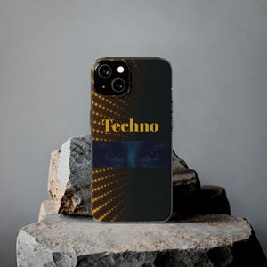 Techno Vibe Clear Silicone Phone Case, Perfect for Music Lovers, Gift for DJs, Techno Party Accessory, Stylish Phone Protection, Unique