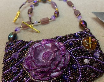 Grace Purple Pursuation Bead Embroidery Necklace - Etsy
