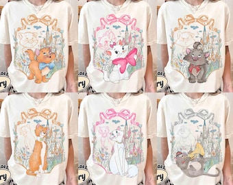 Coquette Bow The Aristocats Magical Castle Custom shirt, Disney Duchess Marie Berlioz Toulouse Cats tee, Magic Kingdom Tee, WDW Family Trip