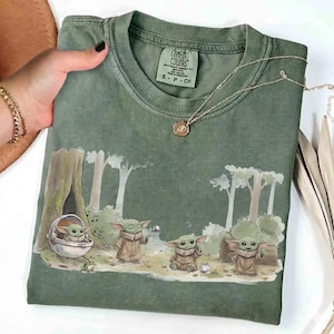 Retro Grogu Emotions Comfort Colors-tröja, rolig Baby Yoda-tröja, Star Wars-tröja, Disneyland-tröja med familjen, Galaxy's Edge-utflyktsklädsel-tröja bild 1