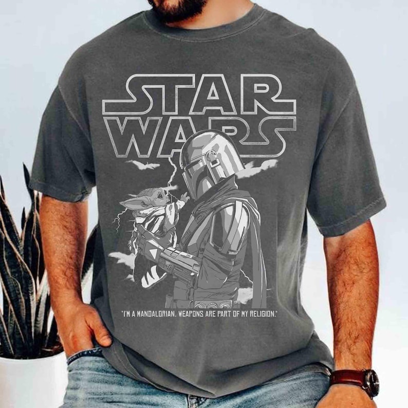 Disney Star Wars Mandalorian & Grogu Retro Shirt, Happy Father's Day 2026 Tee, Dad and Son, Cool Dads Club, Best Dads Ever, WDW Family Trip image 1