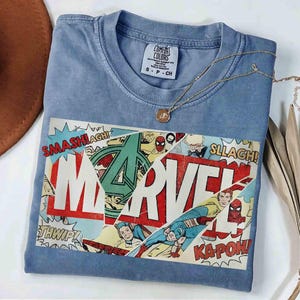 Comfort Color Marvel Avengers Logo Retro Shirt, Spider Man Tee Comic Book Vintage Tee, Marvel Super Heroes Matching Shirt, MCU Fan Gifts image 5