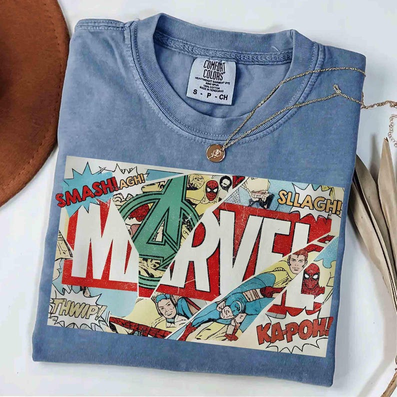 Comfort Color Marvel Avengers Logo Retro Shirt, Spider Man Tee Comic Book Vintage Tee, Marvel Super Heroes Matching Shirt, MCU Fan Gifts image 5