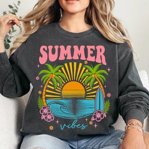 Retro Summer Vibes PNG, Retro Beach Sublimation Design, Tropical Sunset Palm Tree Clipart, Surf Ocean PNG Download, Vacation Shirt Graphic
