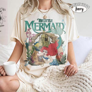 The Little Mermaid Comfort Colors Shirt, Retro Disney Princess Ariel Flounder Tee, WDW Magic Kingdom Family Vacation Trip Gift 2026 image 2
