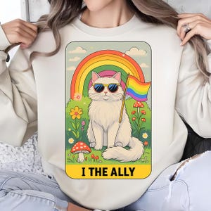 Lustige Verbündete Katzen-Tarot-Karte Stolz Sonnenbrille Gay Pride LGBTQ Png-Gay Pride Png, lgbt Regenbogen, Katze Png, Lesben Png, digitale Datei