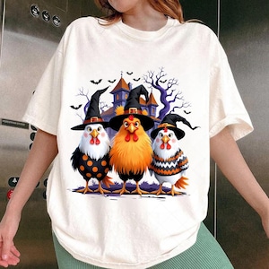 Halloween PNG, Spooky Chickens Png, Autumn Png Sublimation Design, Fall Png, Pumpkin Png, Witch Png, Haunted House Chickens DTF Design