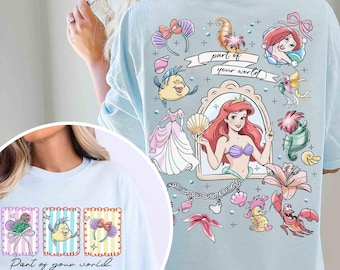 Coquette Bow Flounder The Little Mermaid Movie shirt, 2-sided Disney Ariel Princess Characters Tee, Part Of Your World Quotes Tee, WDW Trip