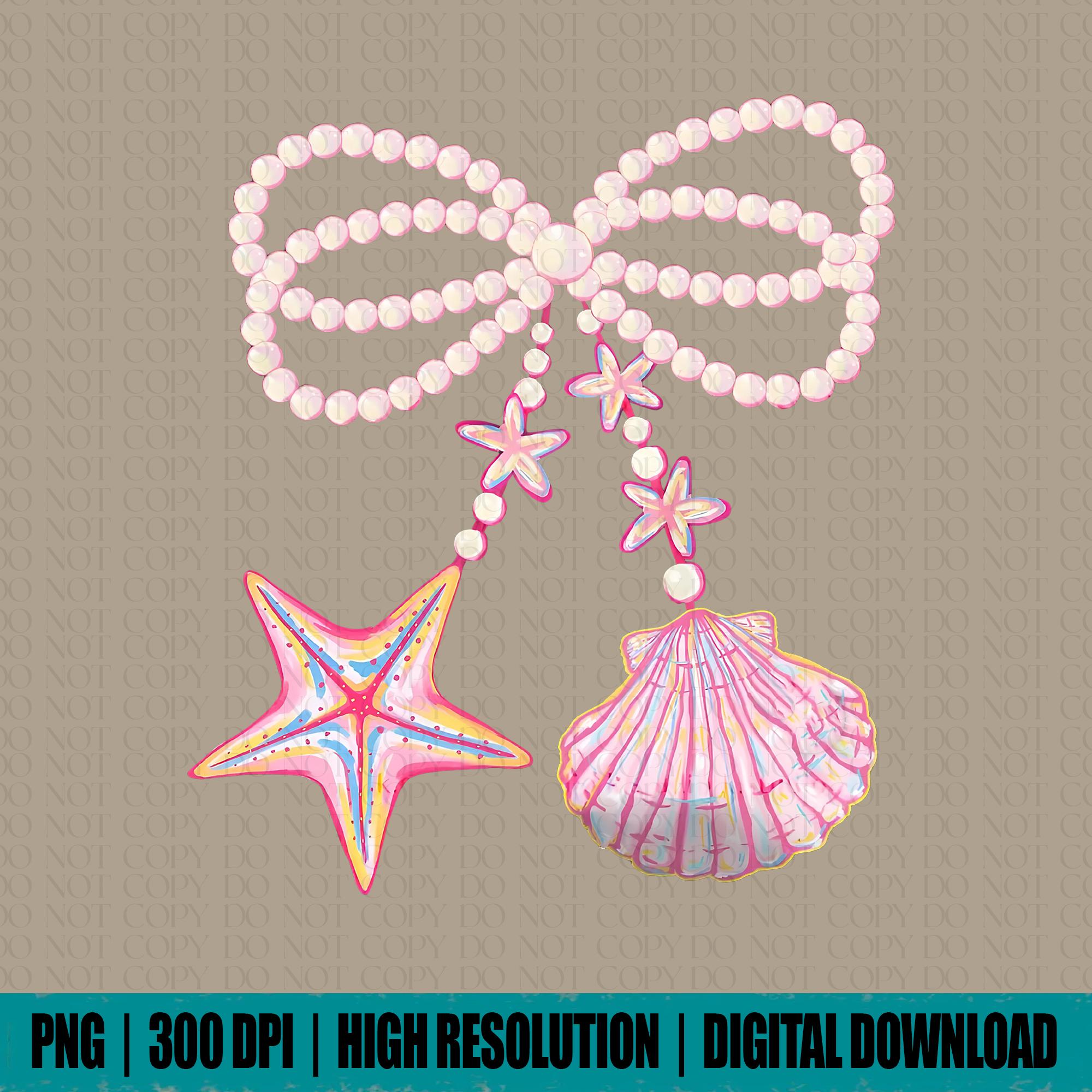 Coquette Pearl Bow PNG, Summer Vibes, Pink Clam PNG, Beach Shirt PNG ...