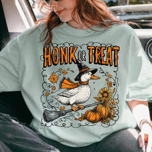 Honk or Treat Halloween Goose PNG, Cute Goose Witchy Halloween Png Design, Fall Shirt Png, Spooky Goose png,Retro Halloween Sublimation Png