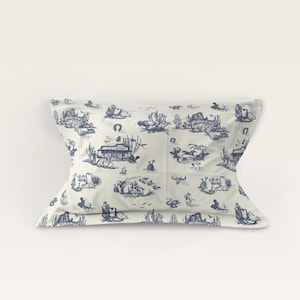 Kissenbezug im Western-Stil · Marineblauer Cowboy-Print · Bettwäsche im Ranch-Stil