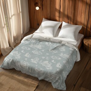 Bettbezug im Western-Stil · Salbeigrüne Cowboy-Bettwäsche · Ranch-Print · Rustikale Schlafzimmerdekoration im Landhausstil