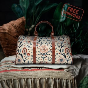 Reisetasche mit Blumenmuster · Wasserdichter Weekender für Damen · Reisetasche im Vintage-Stil mit Botanikmotiv · Reisetasche mit Boho-Print