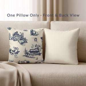 Western-Toile-Zierkissen · Blauer Cowboy-Ranch-Stil · Französischer Landhaus-Akzent · Inklusive Kissenfüllung