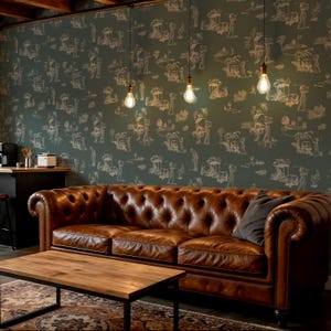 Golf Toile Wallpaper · Pre-Pasted Non-Woven Wall Panel · Green Vintage Golf Pattern · 40.2 x 94.5 in