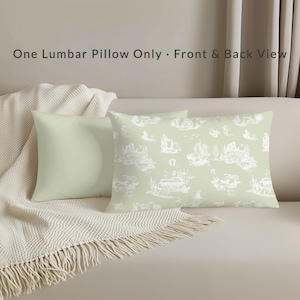 Western-Toile-Lendenkissen · Salbeigrüner Cowboy-Druck · Dekor im Ranch-Stil · Toile de Jouy-Kissen