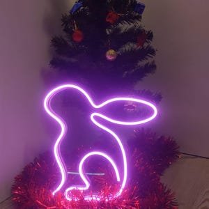 Neon Bunny Light-Cute LED Rabbit Sign -Cute Bunny Neon Sign -Custom Neon Bunny Sign-Rabbit Shaped Neon Light-Aesthetic Room Decor