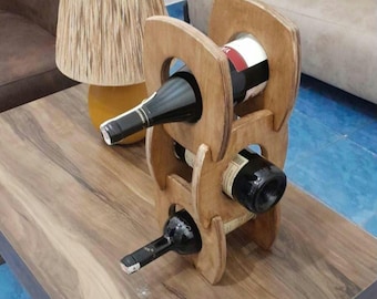 Botellero rústico de madera CNC: ideal para amantes del vino