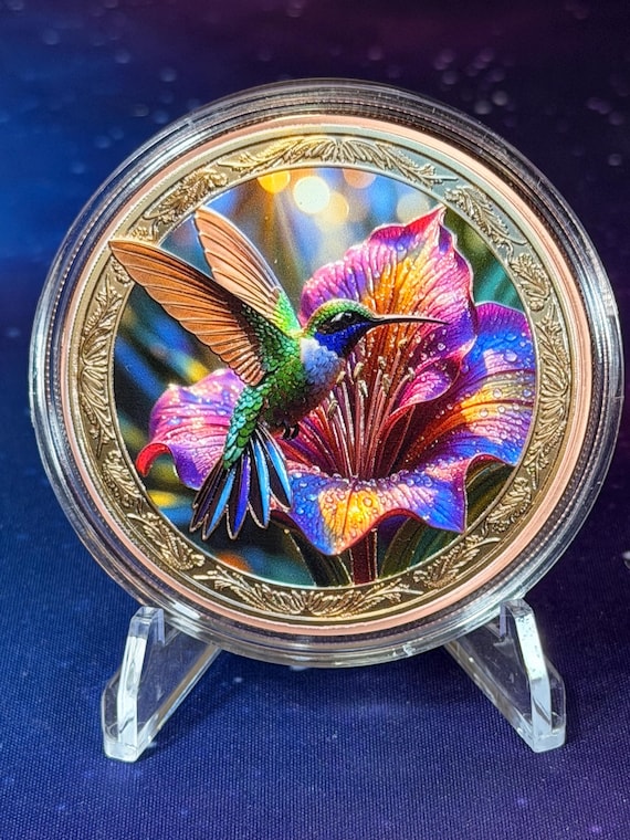 5oz Hummingbird Colorized Copper Round