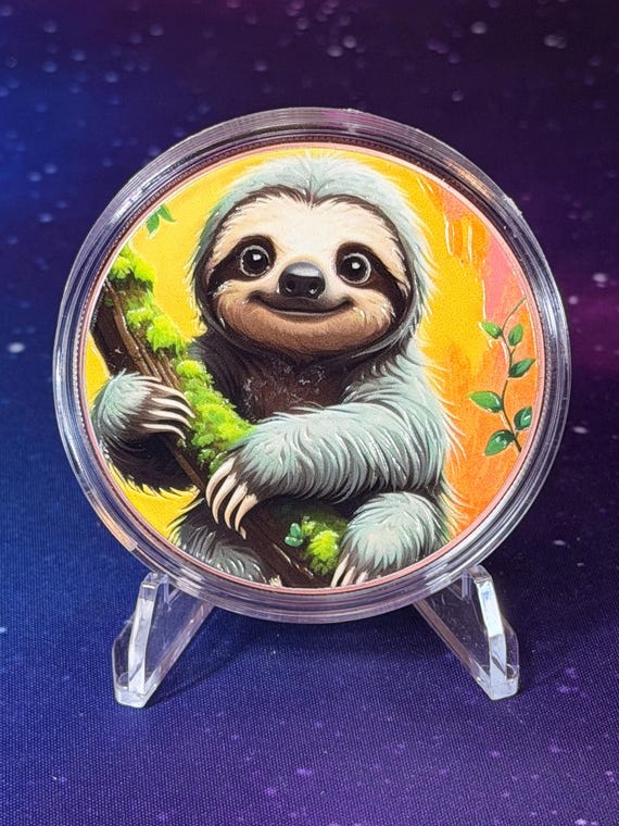 5oz Psychedelic Sloth Colorized Copper Round