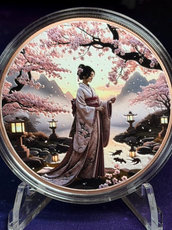 5oz Cherry Blossom Woman Colorized Copper Round