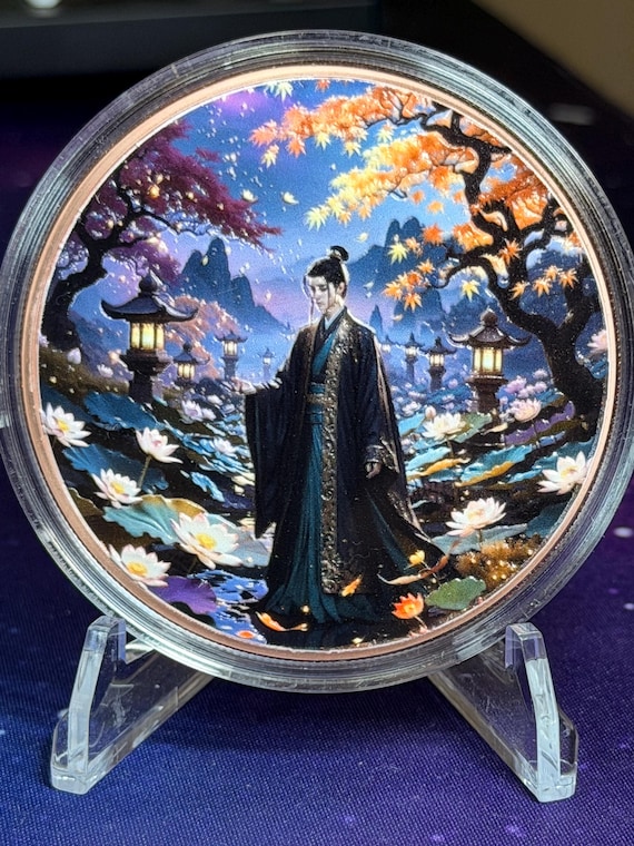 5oz Lotus Garden Man Colorized Copper Round