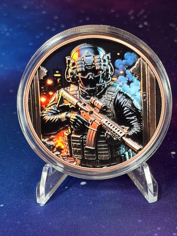 5oz US Urban Warrior Colorized Copper Round