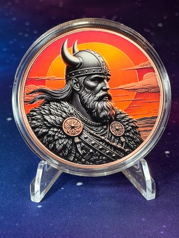 5oz Showdown Sunset Viking Colorized Copper Round