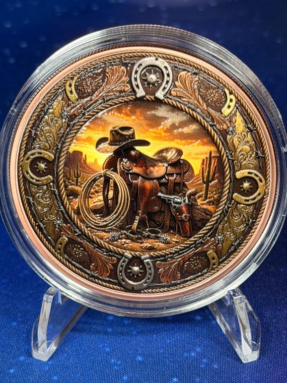 5oz Cowboy Up Colorized Copper Round